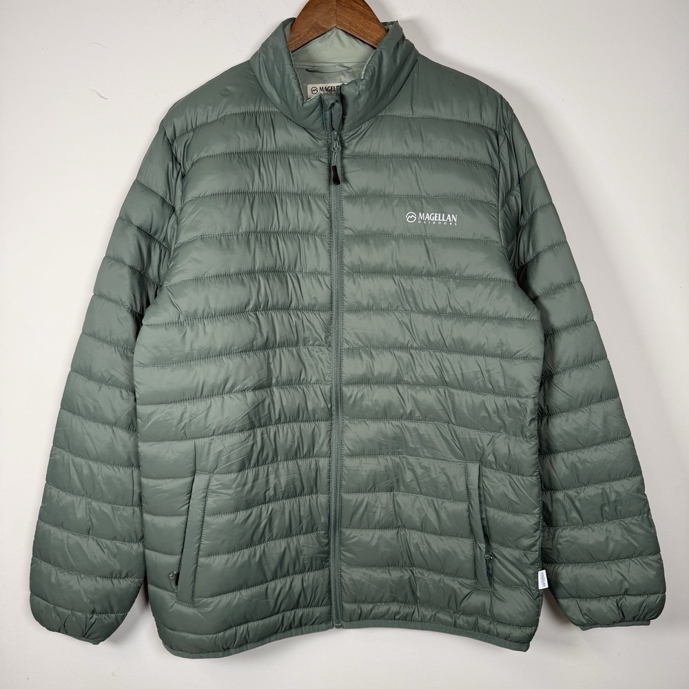 Magellan Puff Jacket Men's Small Sage Green Lightweight Pockets